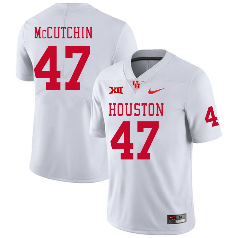 Men #47 Latreveon McCutchin Houston Cougars Big 12 XII College Football Jerseys Stitched-White - Click Image to Close